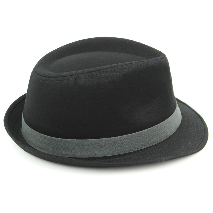 Cotton trilby hat with contrast band - Black
