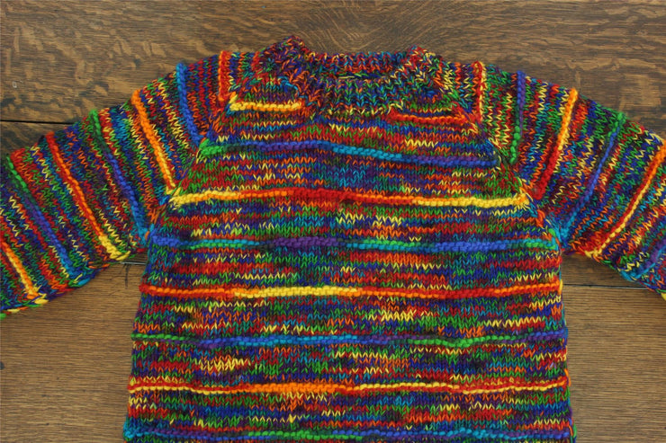 Hand Knitted Wool Jumper - SD Rainbow Rib