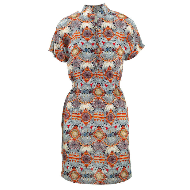 Mandarin Mini Dress - Geometric