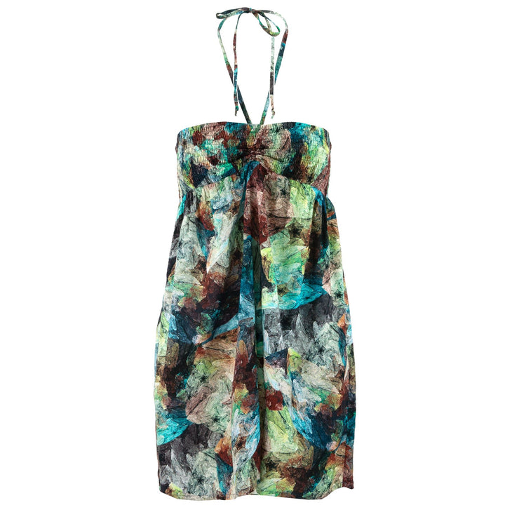 Halterneck Wrinkle Dress - Oil painting