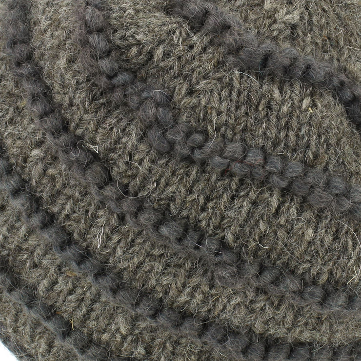 Chunky Ribbed Wool Knit Beanie Hat with Space Dye Design - Oatmeal