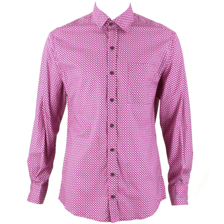 Regular Fit Long Sleeve Shirt - Pink & Purple Crosshatch