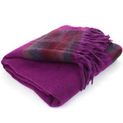 Tibetan Wool Blend Shawl Blanket - Purple with Maroon Reverse