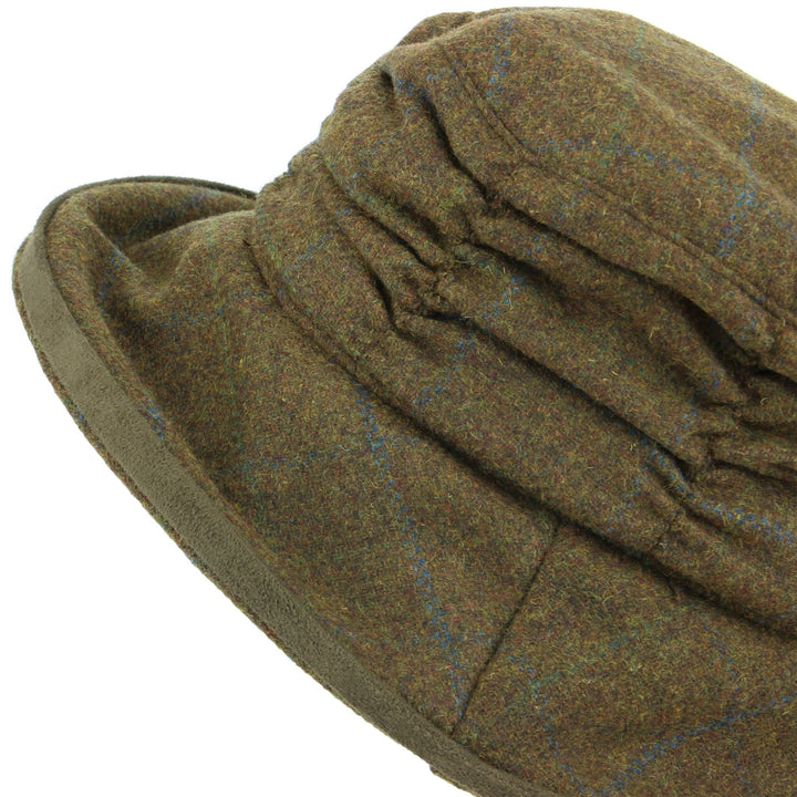 Ladies Wool Tweed Cloche Hat - Brown