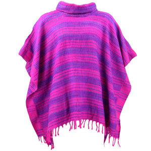 Quadratischer Poncho mit Kapuze – Rosa