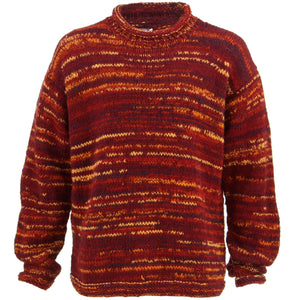 Chunky Wool Knit Space Dye Jumper - Red & Orange