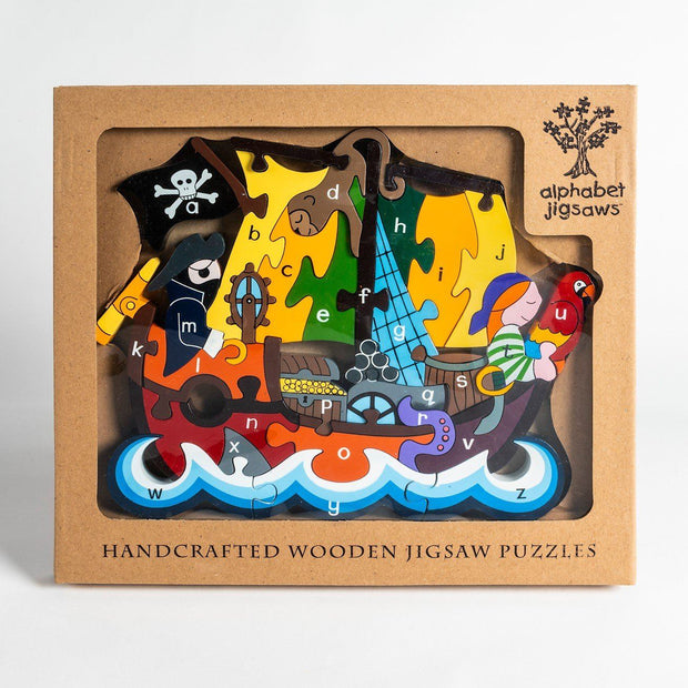 Handmade Wooden Jigsaw Puzzle - Alphabet Pirate Ship