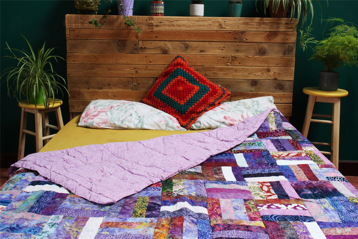 Handmade Quilted Patchwork Batik Printed Bedspread