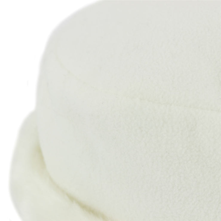 Fleece Hat with a Faux Fur cuff - White