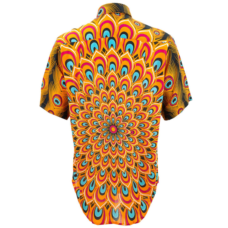 Regular Fit Short Sleeve Shirt - Peacock Mandala - Orange Blue