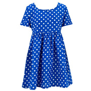 Empire Line Tea Dress - Blue Polka Dot
