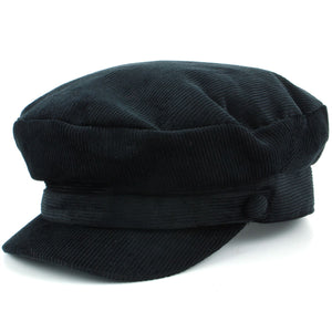 Casquette Bretonne de Capitaine en Velours Côtelé - Noir