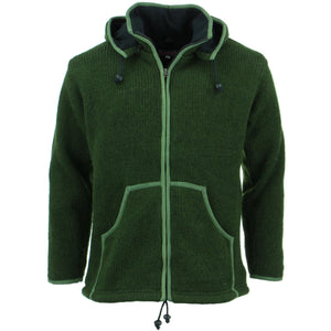 Veste cardigan à capuche en grosse laine - vert