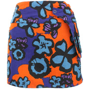 Reversible Popper Wrap Mini Skirt - Diamond Block / Ikat Floral