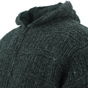 Chunky Wool Multi Knit Hoodie - Charcoal