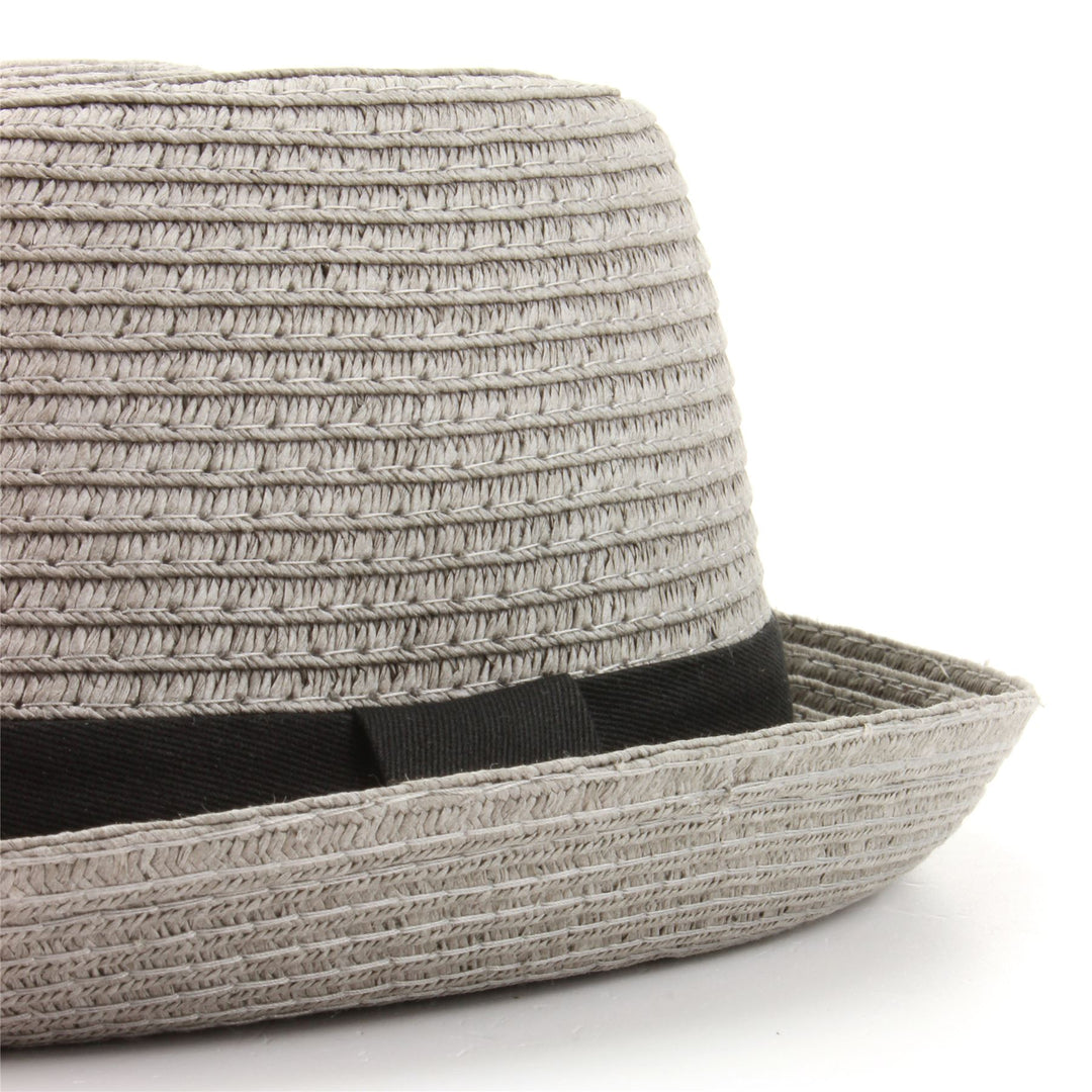 Straw Paper Pork Pie Hat - Dark Grey
