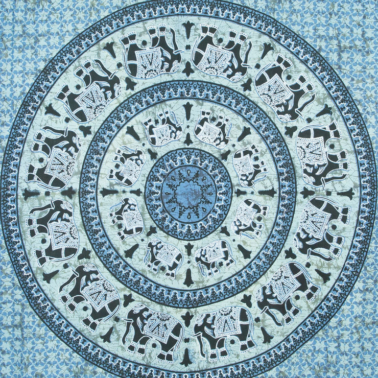 Block Printed Mandala Wall Hanging - Ocean Blue