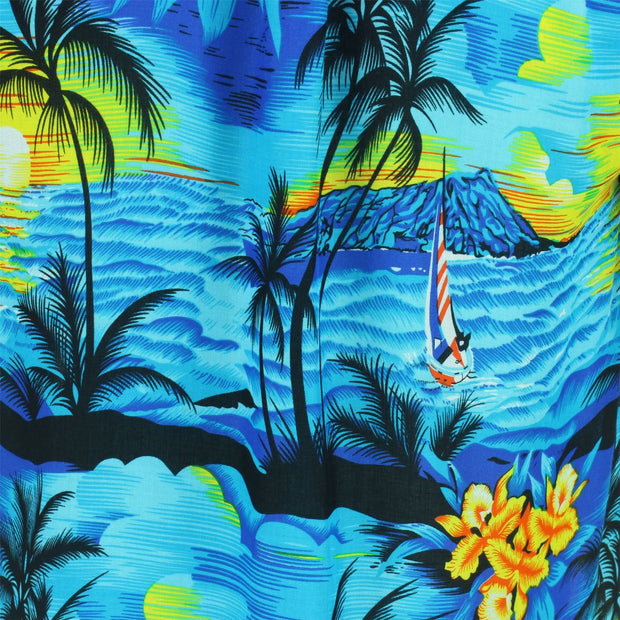 Short Sleeve Hawaiian Shirt - Palm Trees - Blue