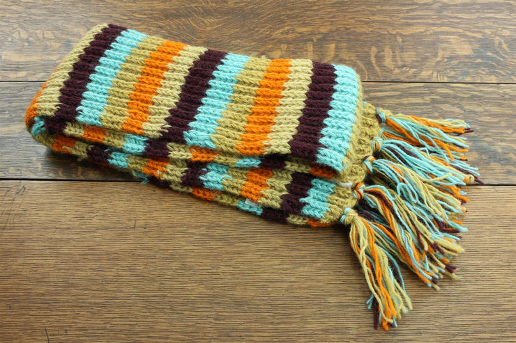 Hand Knitted Wool Scarf - Stripe Retro A