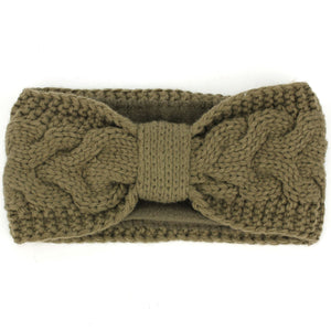 Bandeau côtelé bowknot tricoté - marron