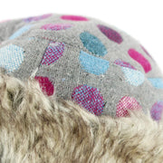 Spotty Polka Dot Hat with Faux Fur cuff - Light Grey