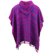 Hooded Square Poncho - Pink