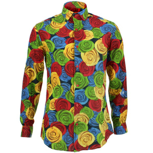 Tailliertes Langarmhemd – Rosen