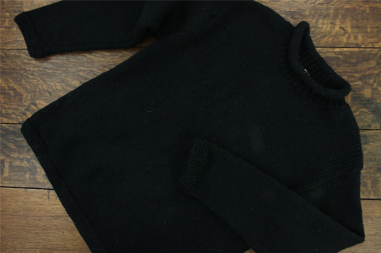 Hand Knitted Wool Jumper - Plain Black