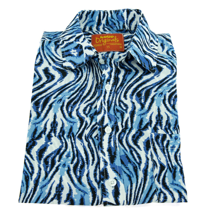 Regular Fit Short Sleeve Shirt - Blue Zebra