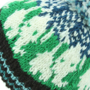 Wool Knit Bobble Beanie Hat - Elephant - Green Teal