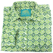 Regular Fit Long Sleeve Shirt - Green Spanish Tile Print
