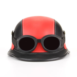 Casque de festival de nouveauté de combat avec lunettes - Rouge et noir