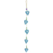Hanging Mobile Decoration String of Hearts - Teal - Sand String