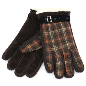 Ladies Smart Check Gloves - Brown