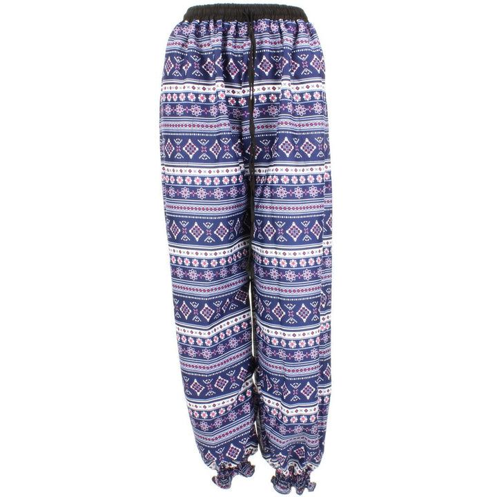 Ali Baba Trousers - Striped Geometric (Blue, White & Pink)