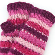 Wool Knit Arm Warmer - Stripe - Pink