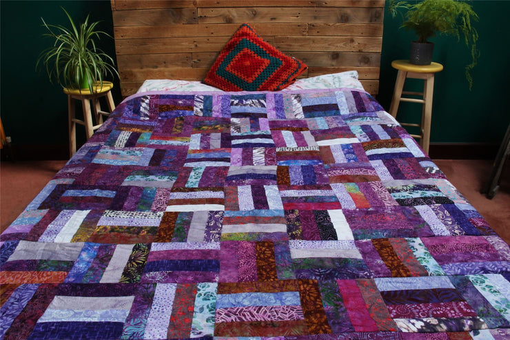 Handmade Quilted Patchwork Batik Printed Bedspread