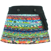 Reversible Popper Wrap Children's Size Mini Skirt - Multi Patch Strips / Psychedelic Snakeskin