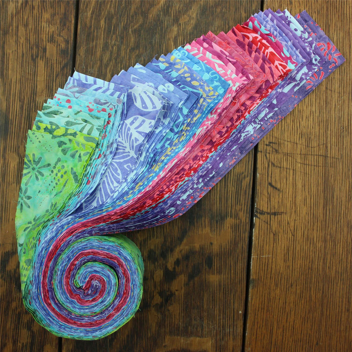Jelly Roll - 40 Strips of 2.5" x 37" Cotton Batik