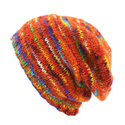 Hand Knitted Baggy Slouch Beanie Hat - SD Bright Red Mix