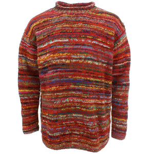 Grob gestrickter Space-Dye-Pullover aus Wolle – purpurrot