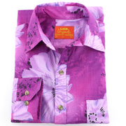 Tailored Fit Long Sleeve Shirt - Bright Purple Floral Print