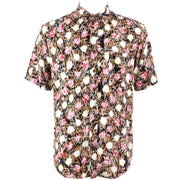 Regular Fit Short Sleeve Shirt - Pink & Brown Abstract