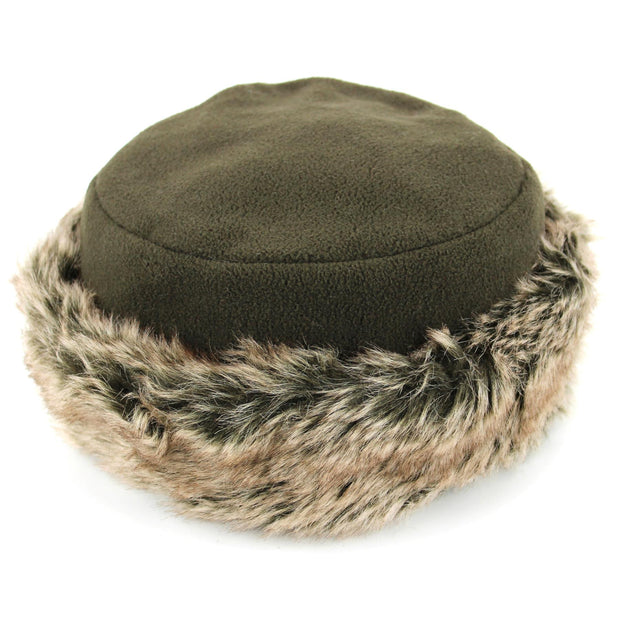 Fleece Hat with a Faux Fur cuff - Brown