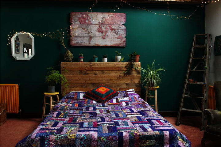 Handmade Quilted Patchwork Batik Printed Bedspread