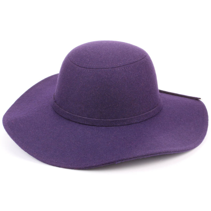Wool felt wide brim floppy hat - Purple (One Size)