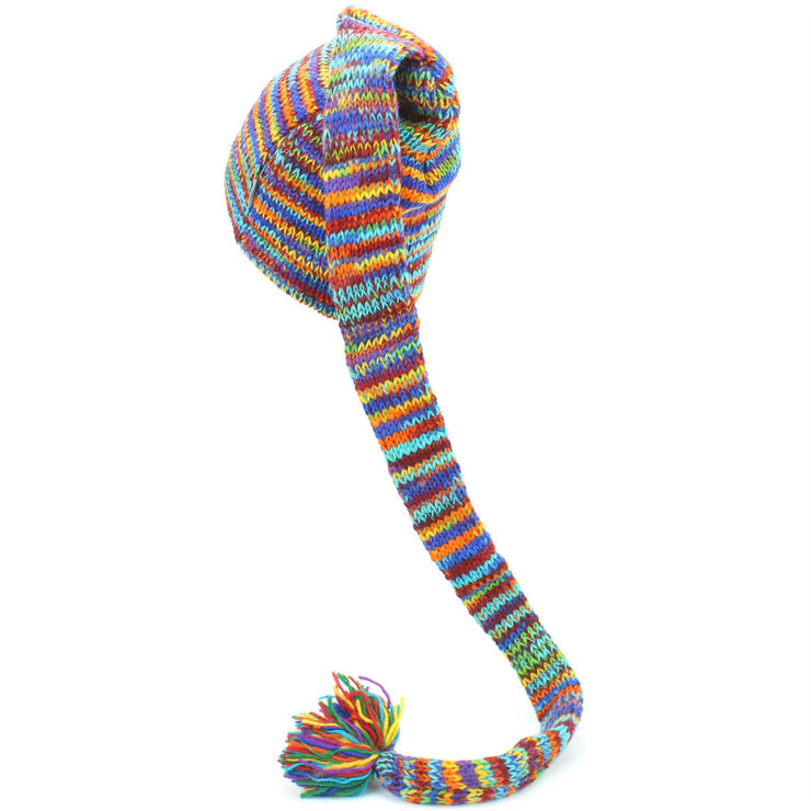 Wool Knit 'Tinky Winky' Tail Beanie Hat - Rainbow SD