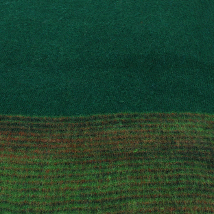 Tibetan Wool Blend Shawl Blanket - Green with Green & Red Reverse