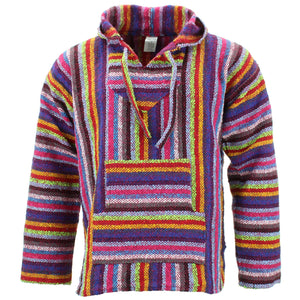 Sweat à capuche mexicain baja jerga - rose multi