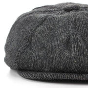 Wool Tweed Gatsby Newsboy 8 Panel Flat Cap Hat - Grey